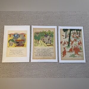 Nursery Art: Set of 3 Original Vintage Babar Book Pages